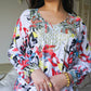 Roshan flower Embroidered long sleeve with printed solid golden accessories JALABIYA dress