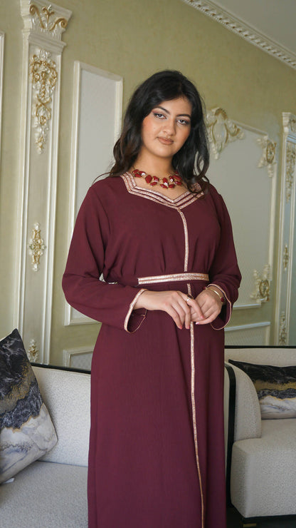 Roshan Embroidered long sleeve with printed solid golden accessories JALABIYA dress