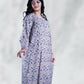 Women Cotton Roses Design Jalabiya with Lace Neck Long Closed Sleeve casual roshan dress