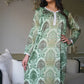Roshan Elegant Style Solid Color Split Embroidered long sleeves Dress